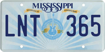 MS license plate LNT365