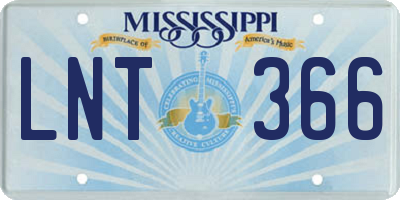 MS license plate LNT366