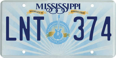 MS license plate LNT374