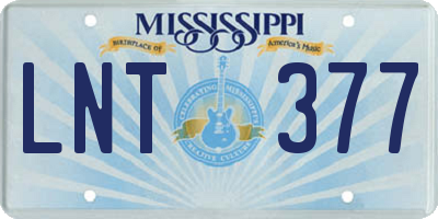 MS license plate LNT377