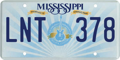 MS license plate LNT378