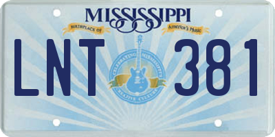 MS license plate LNT381