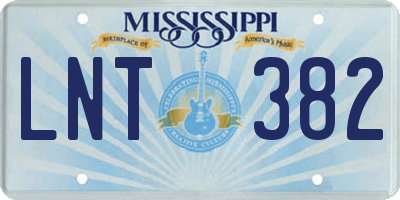 MS license plate LNT382