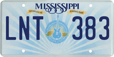 MS license plate LNT383