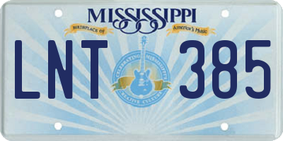 MS license plate LNT385