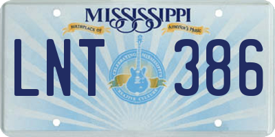 MS license plate LNT386