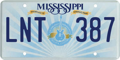 MS license plate LNT387