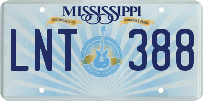 MS license plate LNT388