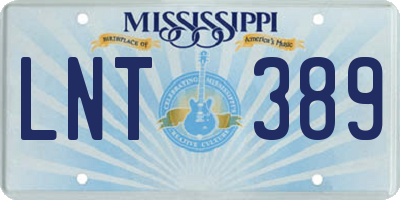MS license plate LNT389
