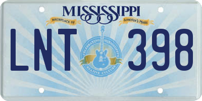 MS license plate LNT398