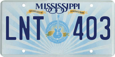 MS license plate LNT403