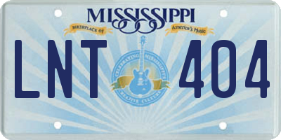 MS license plate LNT404