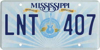 MS license plate LNT407