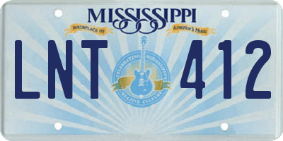 MS license plate LNT412