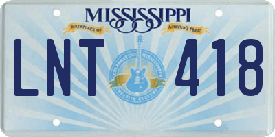 MS license plate LNT418