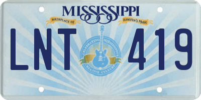MS license plate LNT419