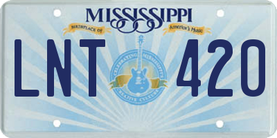 MS license plate LNT420