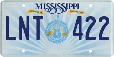 MS license plate LNT422