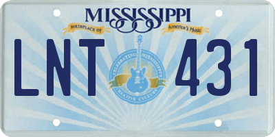 MS license plate LNT431
