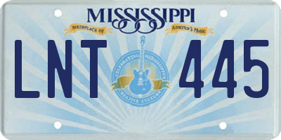 MS license plate LNT445