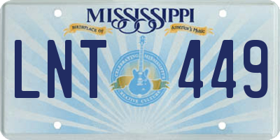MS license plate LNT449