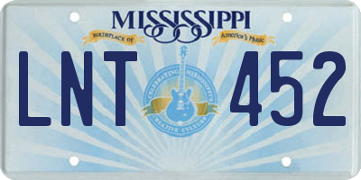 MS license plate LNT452