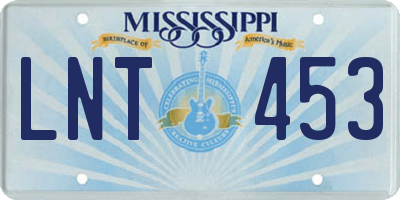 MS license plate LNT453