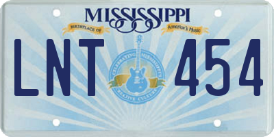 MS license plate LNT454