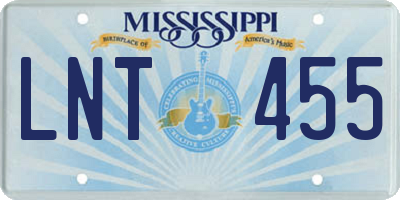 MS license plate LNT455