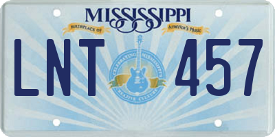 MS license plate LNT457