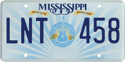 MS license plate LNT458