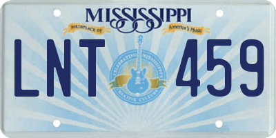 MS license plate LNT459