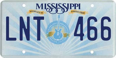 MS license plate LNT466