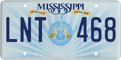 MS license plate LNT468