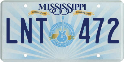 MS license plate LNT472