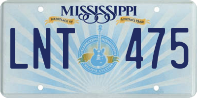 MS license plate LNT475