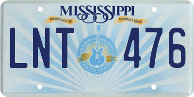 MS license plate LNT476