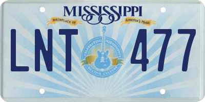 MS license plate LNT477