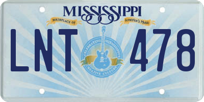 MS license plate LNT478