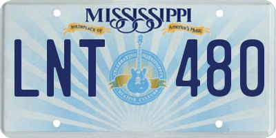 MS license plate LNT480