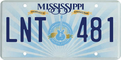 MS license plate LNT481