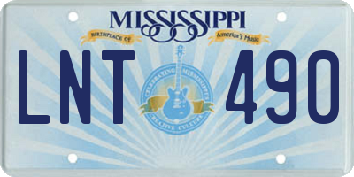 MS license plate LNT490