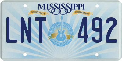 MS license plate LNT492