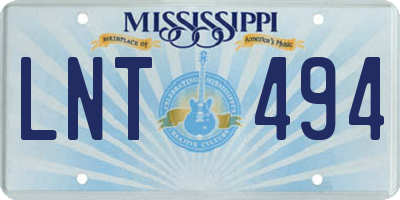 MS license plate LNT494
