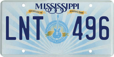 MS license plate LNT496