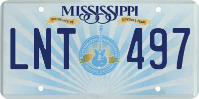 MS license plate LNT497