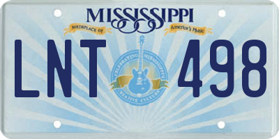 MS license plate LNT498