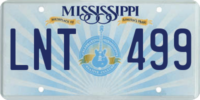 MS license plate LNT499