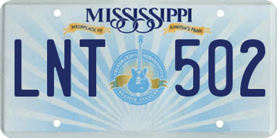 MS license plate LNT502