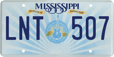 MS license plate LNT507